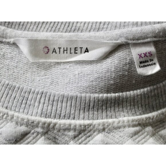 ATHLETA Quilted R&R Sweatshirt Light Gray Zipper Detail Pullover, Size XXS - Picture 9 of 10